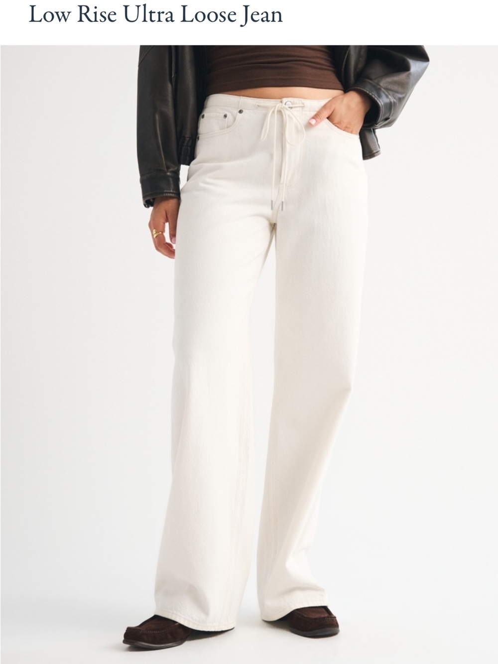 Abercrombie The Ultra Loose Low Rise Jeans Cream White 26 Short
